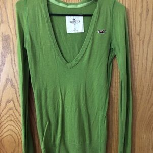 Green Hollister V-Neck Sweater